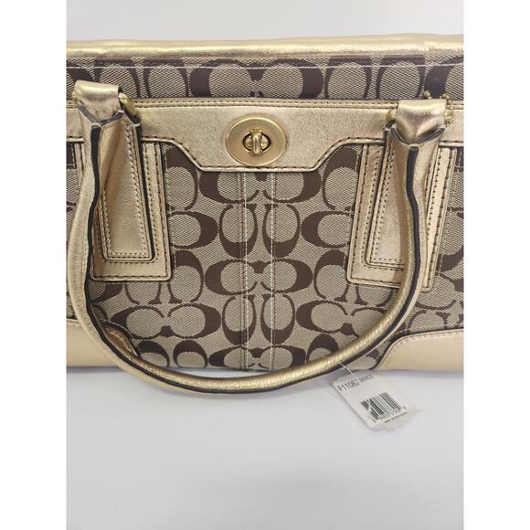 Coach Hampton Signature Canvas Gold Satchel F11062 NWT - Picture 3 of 13
